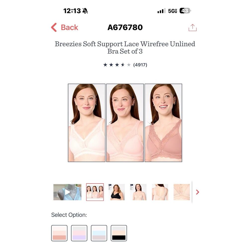 Breezies Soft Support Lace Wirefree Bra 1X Pink A676780 No Padding - Picture 7 of 10